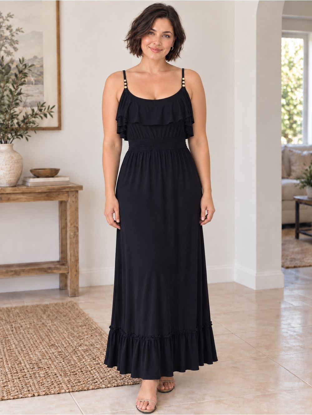 MICHAEL Michael Kors Navy Ruffle Maxi Dress NWT